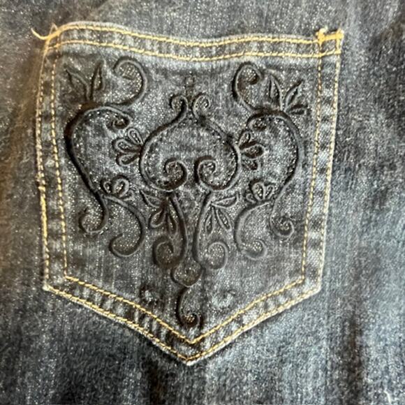 Nicole Miller Size 12 Mid Rise Bootcut Embroidered Pockets Dk Wash Jeans - Picture 6 of 12